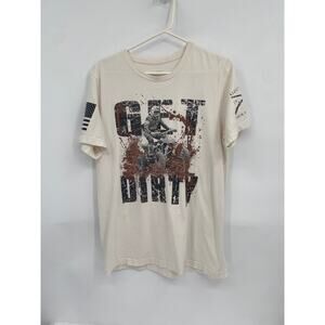 Grunt Style Get Dirty Quad in Mud Off-white Cream Short Sleeve T-shirt Large